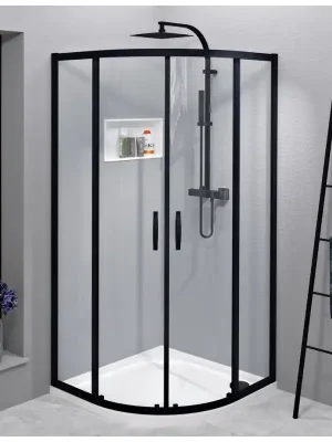 Zlevněný SIGMA SIMPLY BLACK čtvrtkruhová sprchová zástěna 1000x1000 mm, R550, čiré sklo