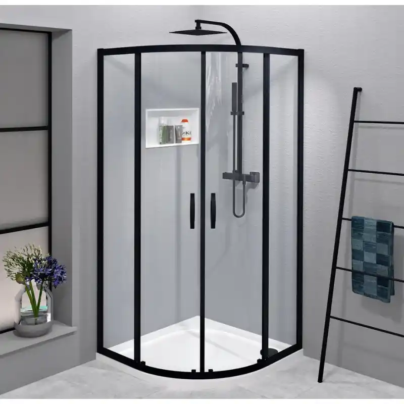 SIGMA SIMPLY BLACK čtvrtkruhová sprchová zástěna 800x800 mm, R550, čiré sklo Seizoensaanbieding