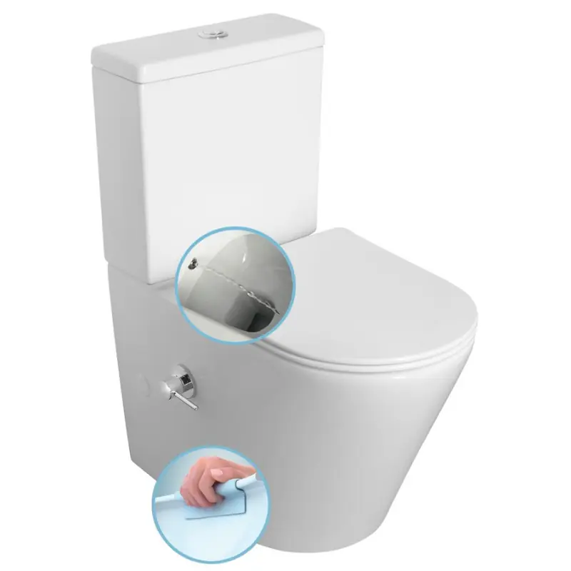 Nakupujte Hned PACO CLEANWASH WC kombi, integrovaná baterie a bidet. sprška, spodní/zadní odpad, bílá