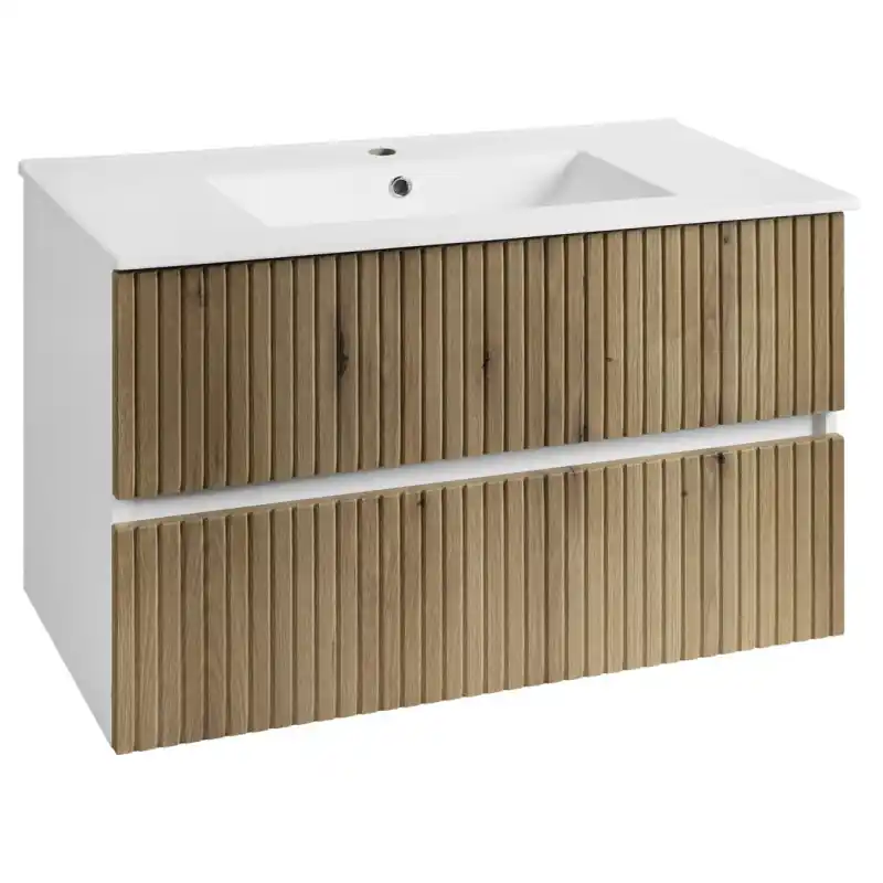 Nízká Cena PANEDA STRIP umyvadlová skříňka 89,5x55x45,2cm, dub emporio