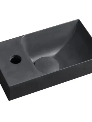 Cenově Výhodný PICCOLINO betonové umývátko 30,8x17cm, baterie vlevo, antracit