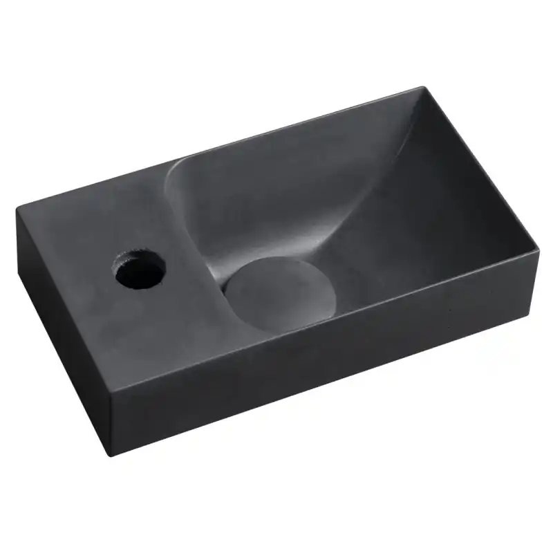 Betaalbaar PICCOLINO betonové umývátko 30,8x17cm, baterie vlevo, antracit