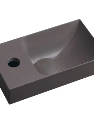 Certifikovaný PICCOLINO betonové umývátko 30,8x17cm, baterie vlevo, tmavě hnědá