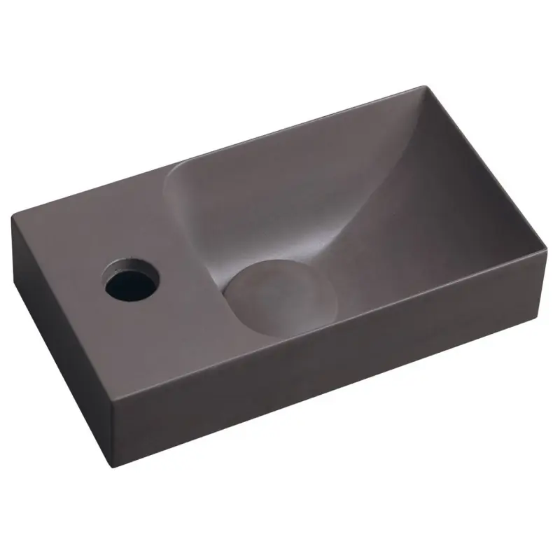Certifikovaný PICCOLINO betonové umývátko 30,8x17cm, baterie vlevo, tmavě hnědá