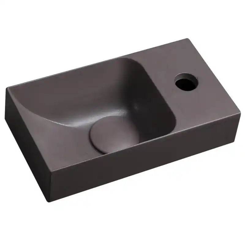 PICCOLINO betonové umývátko 30,8x17cm, baterie vpravo, tmavě hnědá Weekendaanbieding