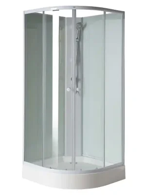 AIGO čtvrtkruhový sprchový box 900x900x2060 mm, bílý profil, čiré sklo Koopje