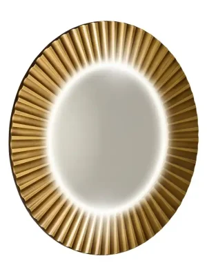 Blesková Nabídka PRIDE kulaté zrcadlo s LED osvětlením v rámu ø 75cm, bronz