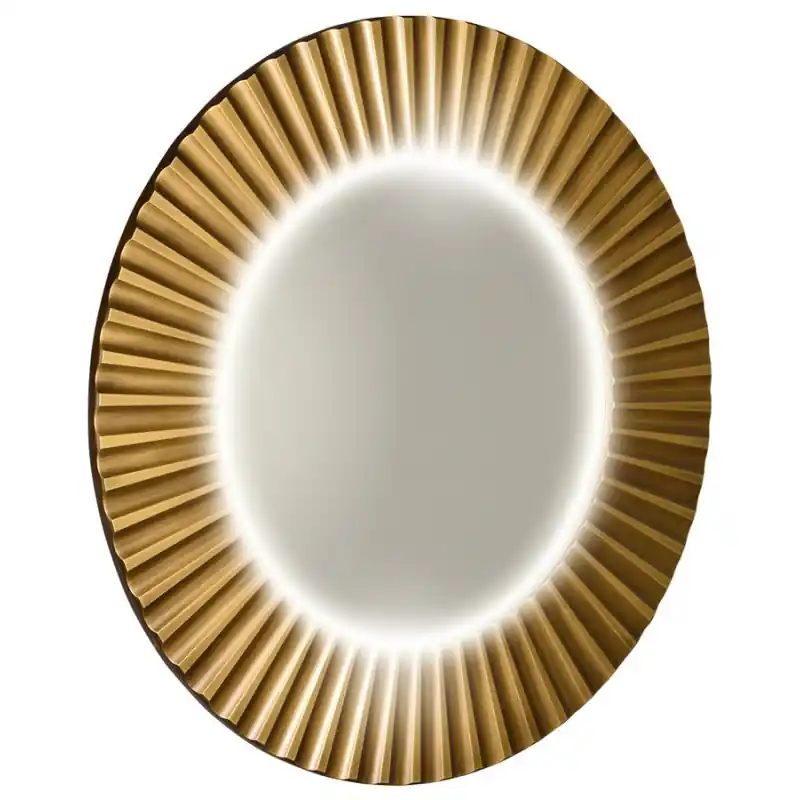 Nu Kopen PRIDE kulaté zrcadlo s LED osvětlením v rámu ø 90cm, bronz