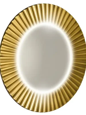 Nejnovější Verze PRIDE kulaté zrcadlo s LED osvětlením v rámu ø 90cm, zlato