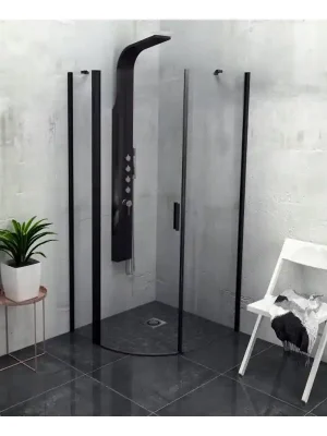 ZOOM LINE BLACK čtvrtkruhová sprchová zástěna 900x900mm, čiré sklo, levá Levný