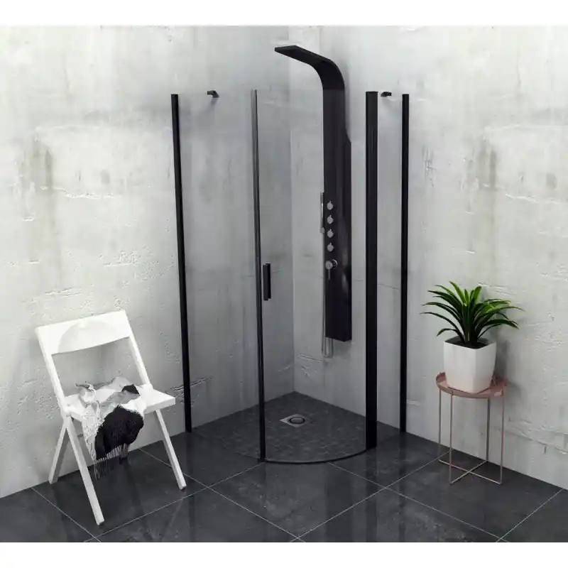 Flitsaanbieding ZOOM LINE BLACK čtvrtkruhová sprchová zástěna 900x900mm, čiré sklo, pravá