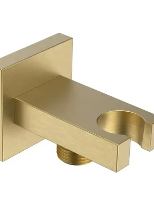 Levný Držák sprchy, hranatý, pevný, s vyústěním, zlato mat