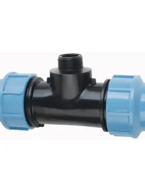 Premium PE T-kus s vnějším závitem 40 mm x 6/4" x 40 mm - Polyetylen