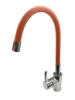 Premium TRIX 1008O Kuchyňská vodovodní baterie s flexi oranžovým ramínkem, CHROM/ORANŽOVÁ