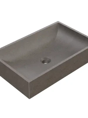Certifikovaný TARANT betonové umyvadlo včetně výpusti, 58x36cm, černý granit