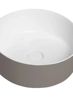 Levný THIN umyvadlo na desku, Rockstone, Ø 38 cm, agila/bílá mat
