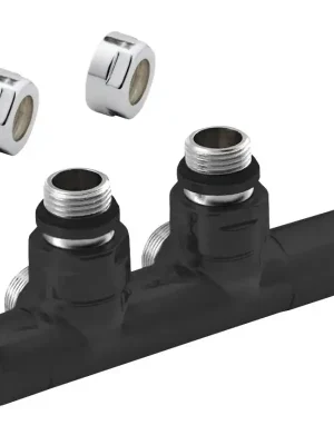 Finale Výprodej TWIN BLACK připojovací sada ventilů pro středové připojení, rozteč 50mm, černá matná