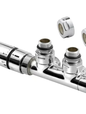 Bezpečná Platba TWIN připojovací sada ventilů termostatická pro středové připojení, levé, chrom