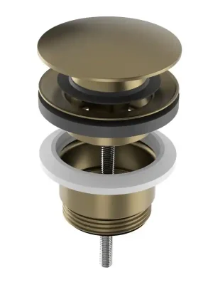 Ověřený Umyvadlová výpust 5/4“, click-clack, velká zátka, 10-65mm, zlato mat
