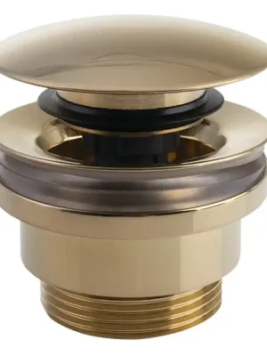 Umyvadlová výpust 5/4“, tichý click-clack, velká zátka, tl.5-55mm, zlato Rechtstreeks Van De Fabrikant