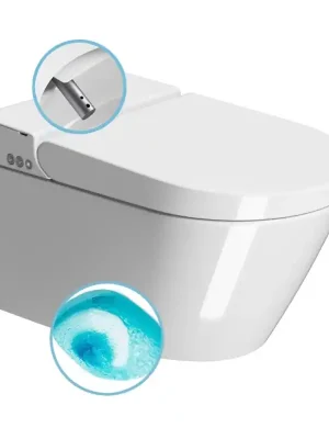 Superprijs WCLEAN závěsné WC Swirlflush s integrovaným elektronickým bidetem, bílá Extraglaze