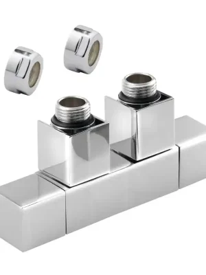 Omezené Množství CUBE TWIN připojovací sada ventilů pro středové připojení, rozteč 50 mm, chrom