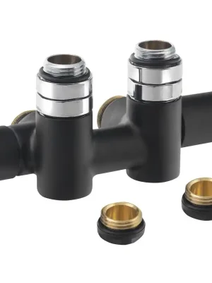 Premium TWIN COMBI připojovací sada ventilů pro středové připojení, pravé, rozteč 50 mm, černá