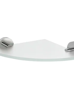 Kupte Ještě Dnes X-ROUND skleněná police rohová, čtvrtkruhová 200x200mm, chrom/mléčné sklo