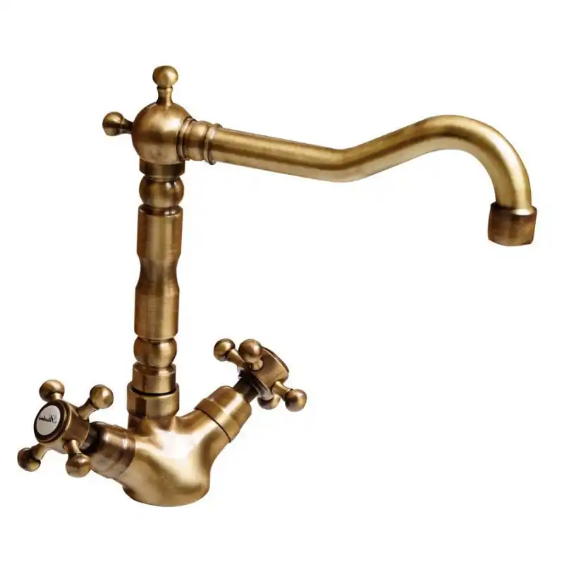 Weekendaanbieding ANTEA stojánková umyvadlová baterie s retro hubicí s výpustí, bronz