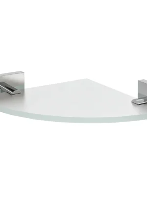 X-SQUARE skleněná police rohová, čtvrtkruhová 200x200mm, chrom/mléčné sklo Koop Vandaag