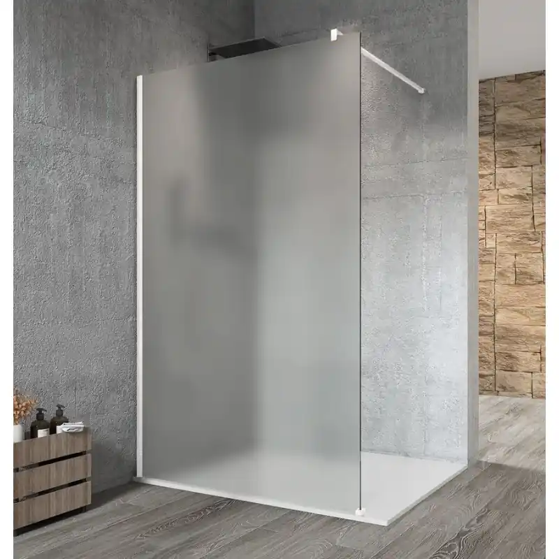Značkový VARIO WHITE jednodílná sprchová zástěna k instalaci ke stěně, matné sklo, 1000 mm