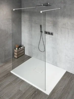 Zlevněný VARIO WHITE jednodílná sprchová zástěna do prostoru, čiré sklo, 900 mm