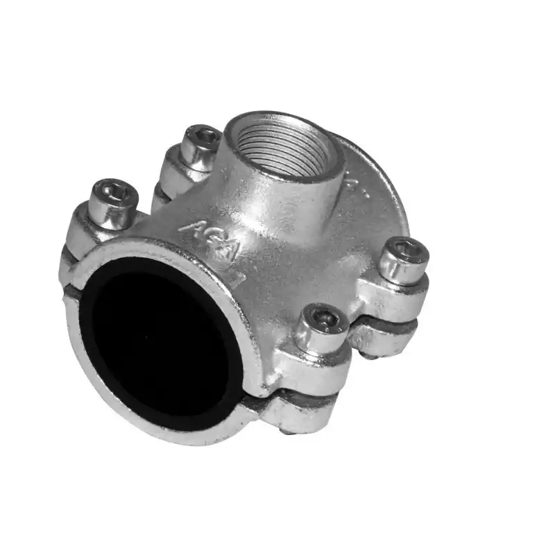 AGAFLEX OBD třmen 1 1/4"x1", 42,0-42,9mm, s odbočkou, pro ocelové potrubí, voda, litina/pozink Merkproduct