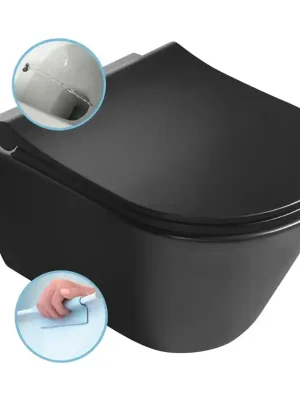 AVVA CLEANWASH závěsná WC mísa, Rimless, s bidetovou sprškou, 35,5x53cm, černá mat Nejprodávanější