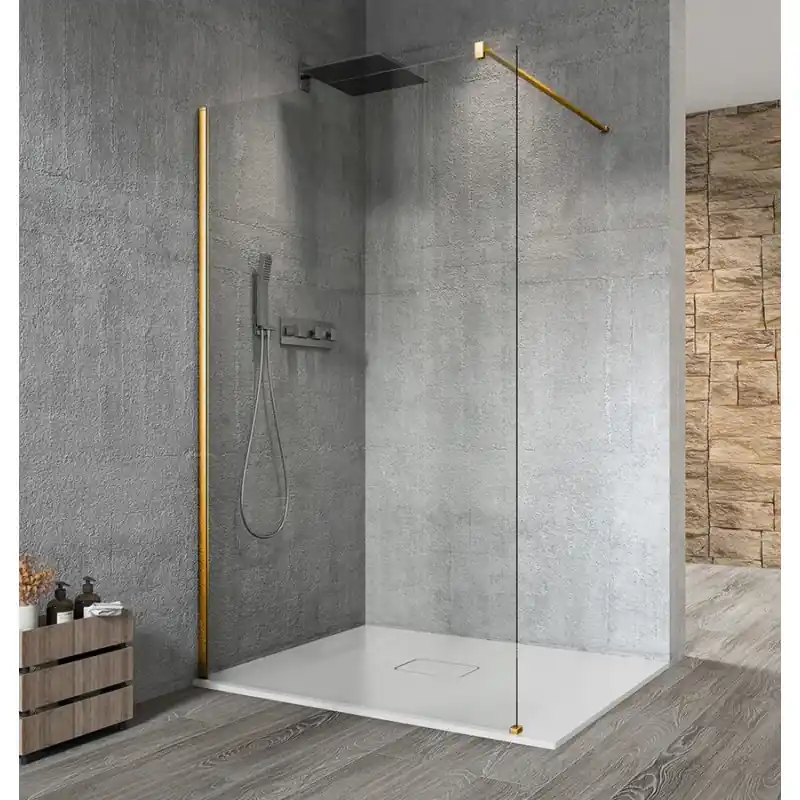 VARIO GOLD MATT jednodílná sprchová zástěna k instalaci ke stěně, čiré sklo, 1100 mm Beperkte Voorraad