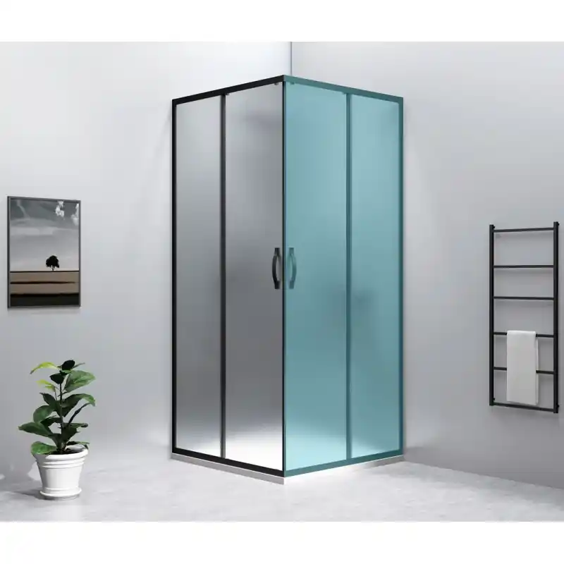 SIGMA SIMPLY BLACK sprchové dveře posuvné pro rohový vstup 900 mm, sklo Brick Nieuw