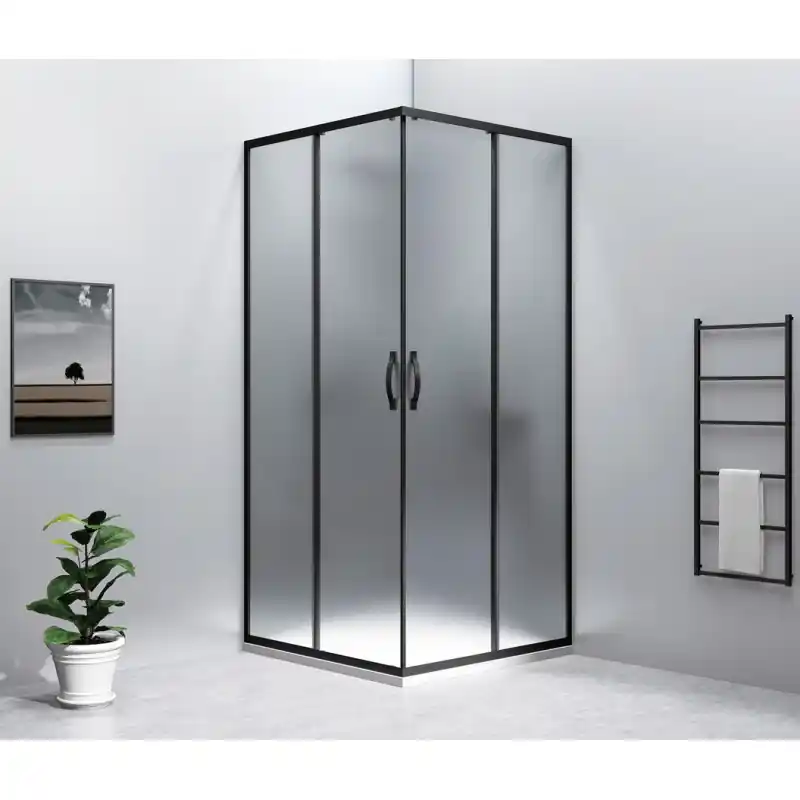 Beste Prijs SIGMA SIMPLY BLACK čtvercový sprchový kout 1000x1000 mm, rohový vstup, Brick sklo