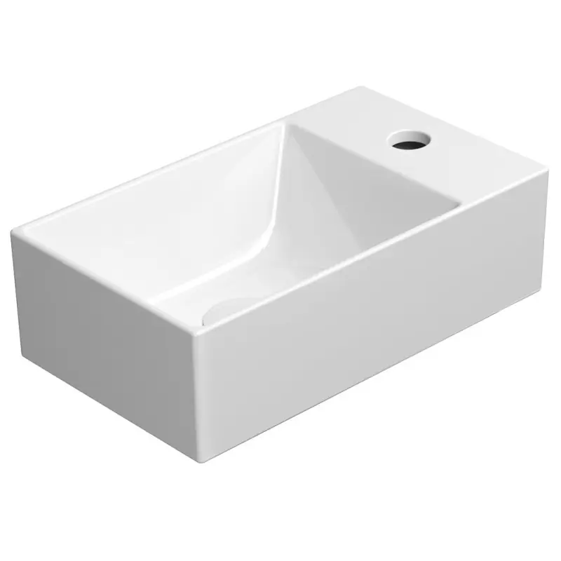 Flitsaanbieding KUBE X keramické umyvadlo 40x23 cm, pravé/levé, bílá ExtraGlaze