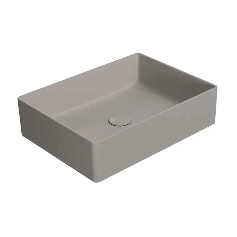 Uitverkoop KUBE X keramické umyvadlo na desku, 50x37cm, tortora mat