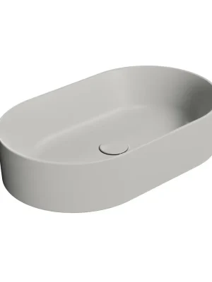 Premium KUBE X keramické umyvadlo na desku, 60x37cm, oválné, cenere mat