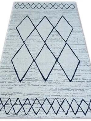 Kusový koberec Sisal COLOR 47272/396 bílý geometrický vzor Rychlé Dodání