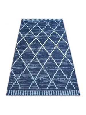 Poslední Šance Kusový koberec Sisal COLOR 47268/309 modrý geometrický vzor