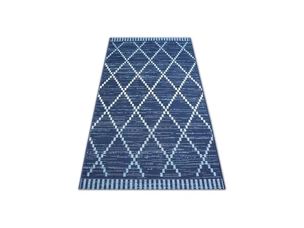 Poslední Šance Kusový koberec Sisal COLOR 47268/309 modrý geometrický vzor