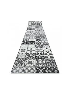 Běhoun pogumovaný AZULEJO PATCHWORK šedý černý Voordeelprijs