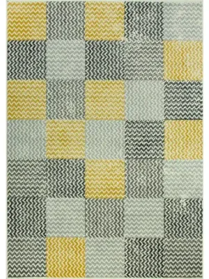 Speciale Aanbieding Kusový koberec LUNA 503568/89935 hořčicový patchwork