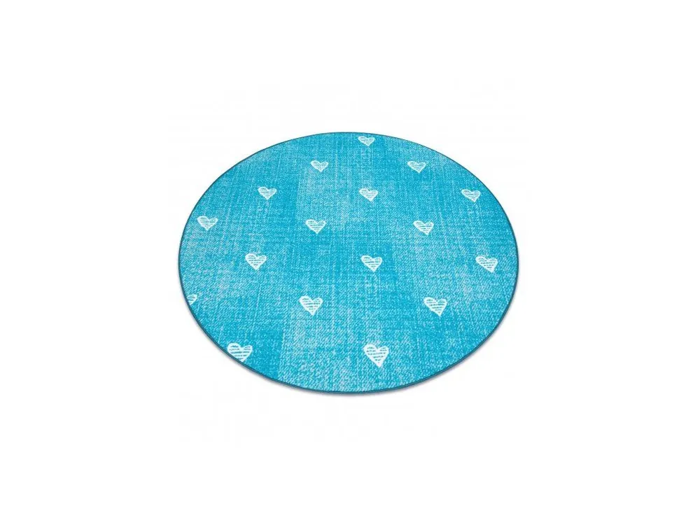 Speciale Aanbieding Dětský kulatý koberec HEARTS Srdíčka Modrý