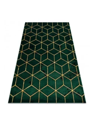 Kusový koberec EMERALD 1014 Luxusní geometrický 3D zelený zlatý Značkový