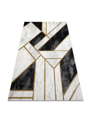 Nejprodávanější Kusový koberec EMERALD 1015 Luxusní mramor geometrický krémový černý zlatý