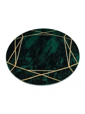 Nejnovější Verze Kulatý koberec EMERALD 1022 Luxusní moderní geometrický zelený zlatý