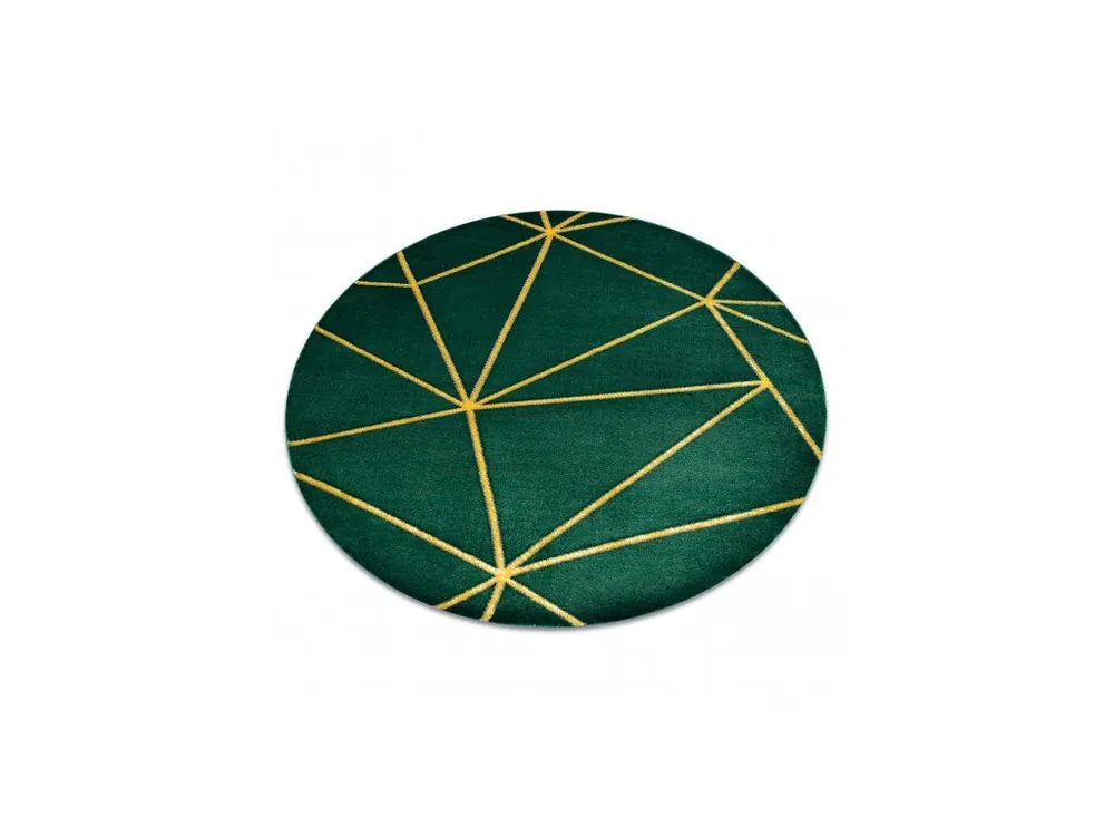 Op = Op Kulatý koberec EMERALD 1013 Luxusní geometrický zelený zlatý
